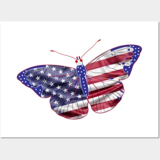 Butterfly American Flag Posters and Art